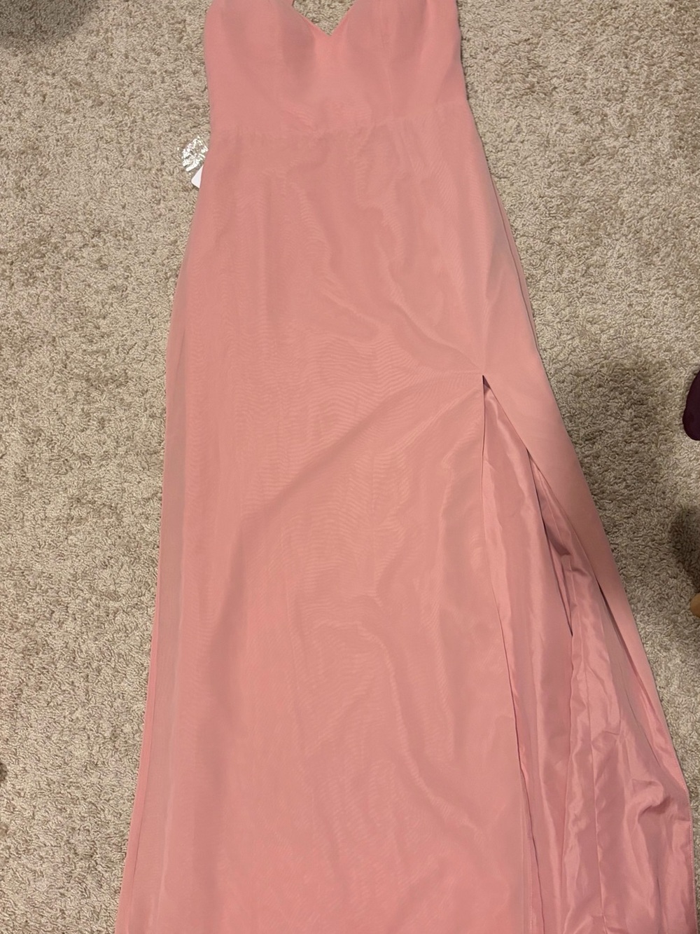 Azazie Pink Spaghetti-Strap Slit Prom Gown - Picture 2 of 4